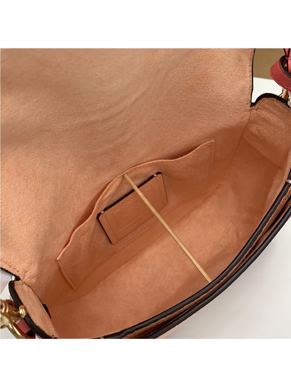 COACH Georgie Saddle Bag In Colorblock COLOR:
Gold/Faded Blush/Taffy - Picture 16 of 16